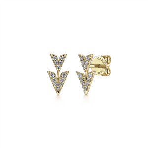 Gabriel & Co. Fashion 14K Yellow Gold Diamond Chevron Earrings