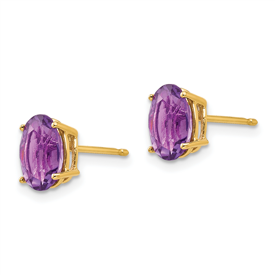 14k 8x6mm Oval Amethyst Stud Earrings