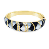 Estate Asch Grossbardt Onyx and Mother of Pearl Inlay with Diamonds Bangle