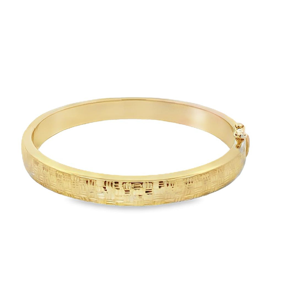 Estate Diamond Cut Weave Pattern Bangle Bracelet
