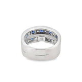 14 Karat White Diamond And Sapphire Wedding Set Estate Jewelry Size 8.