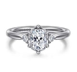 Lady's White 14 Karat 3 Stone 6 Prong Ring Size 6.5 2 = 0.08tw Round G