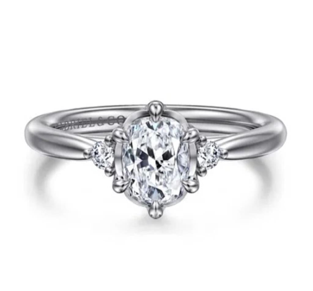 Lady's White 14 Karat 3 Stone 6 Prong Ring Size 6.5 2 = 0.08tw Round G