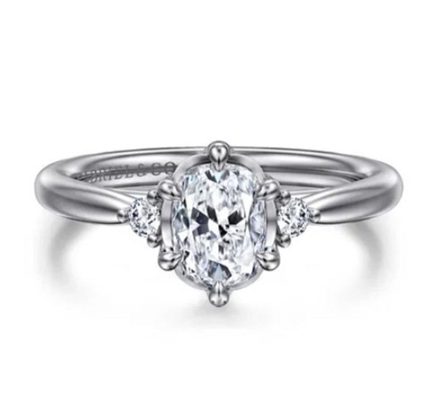 Lady's White 14 Karat 3 Stone 6 Prong Ring Size 6.5 2 = 0.08tw Round G