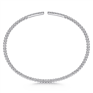 Gabriel & Co. Fashion 14K White Gold Bujukan Bead Cuff Bracelet with Diamond Pave Bars