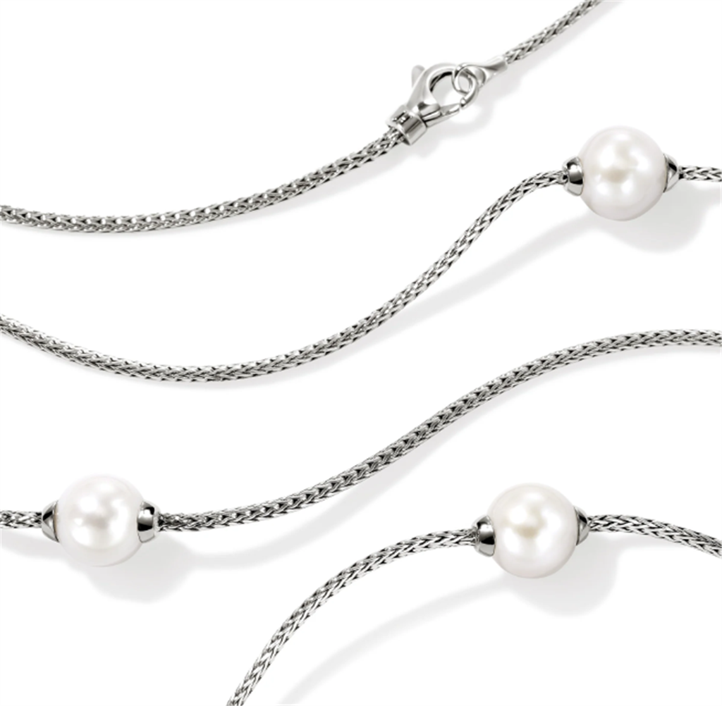 Sterling Silver JH Essentials 1.8mm Pearl Station Necklace John Hardy