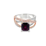 Grape Garnet and Diamond Criss Cross Ring