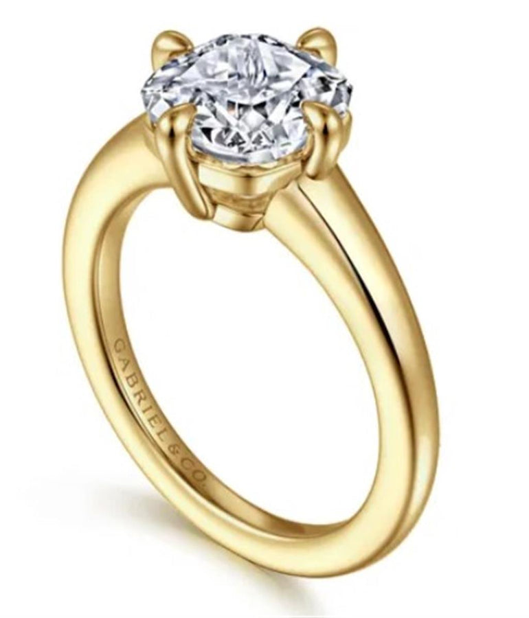 Yellow 14 Karat Compass Prong Solitaire Remount Size 6.5 Designer: Gab