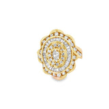 Yellow 14 Karat Channel and Prong Set Diamond Cluster Ring