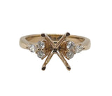 Lady's Yellow 14 Karat Accented Semi-Mount Ring Size 6.5 With 2 = 0.13