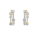 Lady's Two-Tone 14 Karat 3 Row Bubble Hoop Earrings 44 = 0.82tw Round