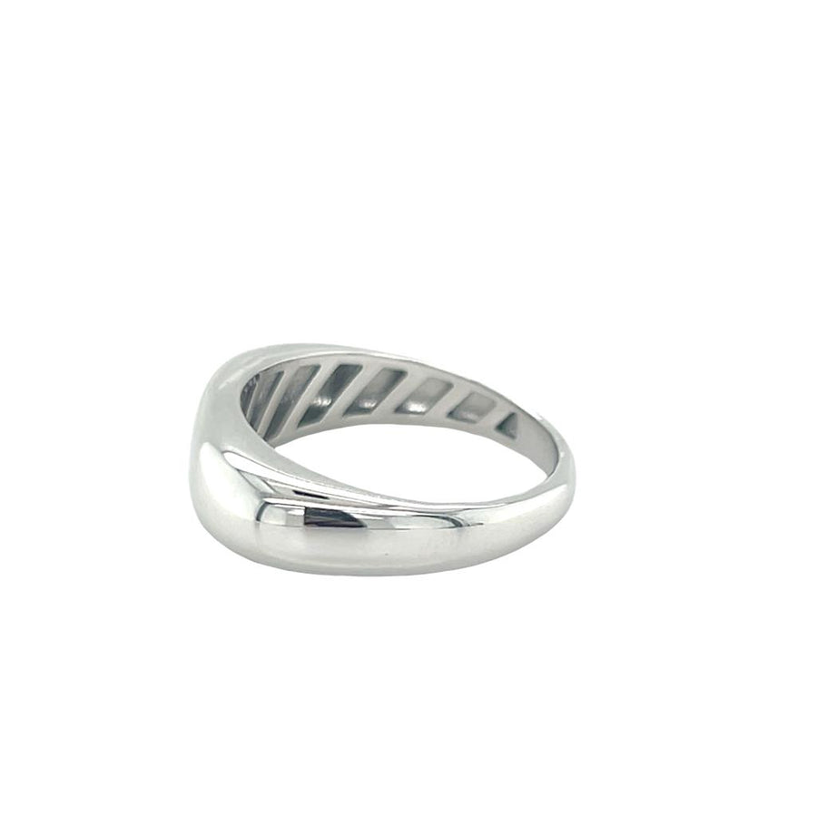 Lady's White 14 Karat Bold Rectangular Fashion Ring Size 6.5 Designer: