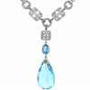 Estate White Platinum Antique Oval Aqua & Diamond Necklace