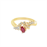 Estate Free Form Oval Ruby & Diamond Ring