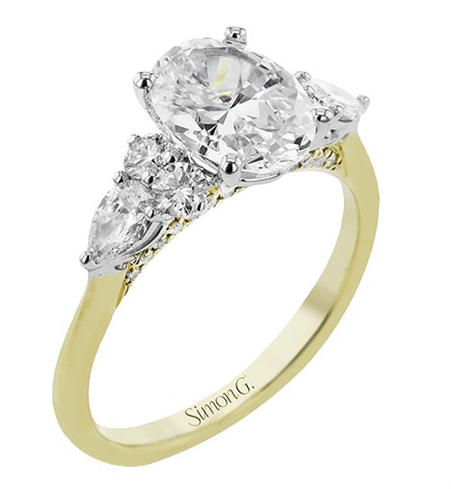 Simon G. Two-Tone Cluster Diamond Accented Gallery Engagement Ring Mounting
