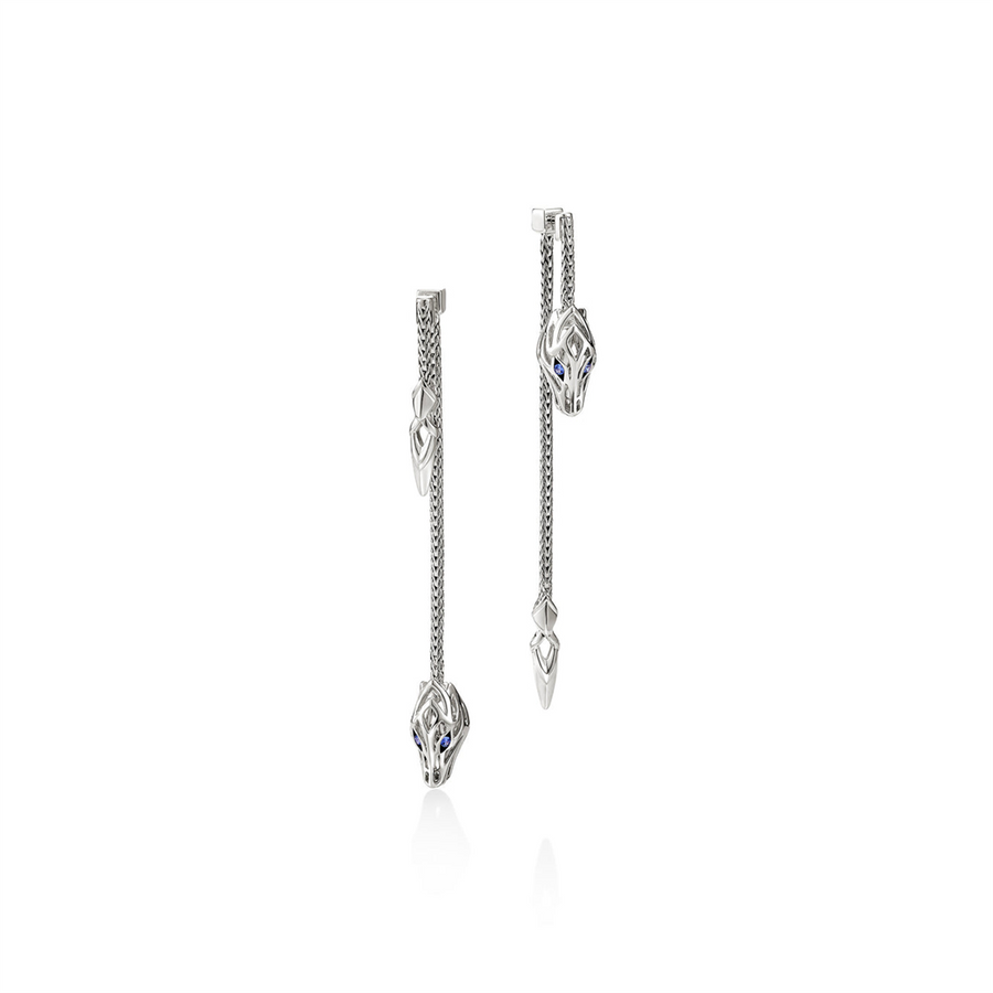 John Hardy Naga Drop Earrings With Blue Sapphire Eyes
