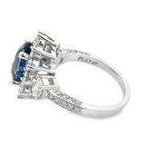 Estate Platinum Sapphire & Diamond Halo Ring