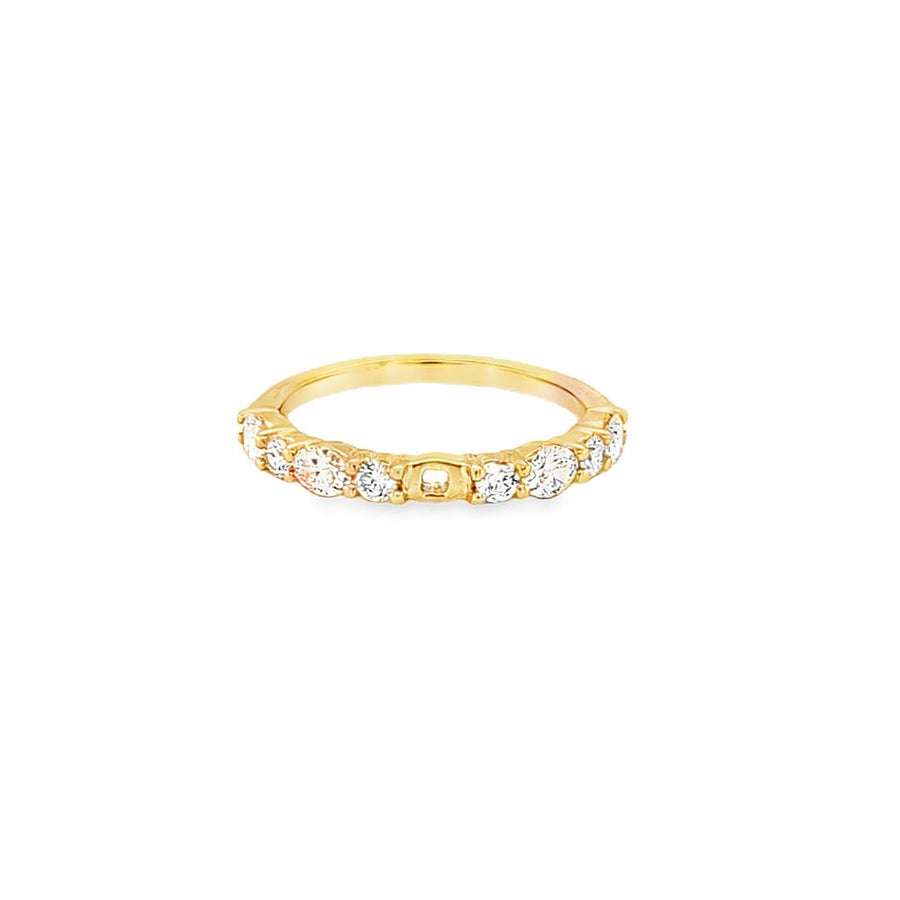 Lady's Yellow 14 Karat Alternating Prong-Set Band Ring Size 6.5 With 4