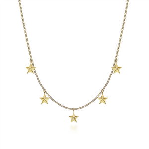 Gabriel & Co. Fashion 14K Yellow Gold Star Drop Station Necklace