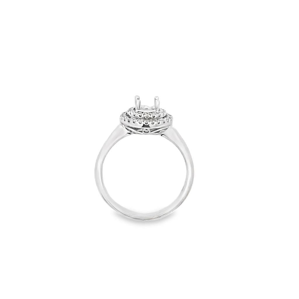 Lady's White 18 Karat Double Oval Halo Ring