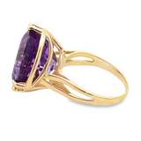 Estate Solitaire Trillion Cut Amethyst Ring