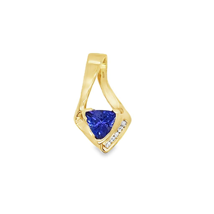 Estate Trillion Cut Tanzanite and Diamond Pendant