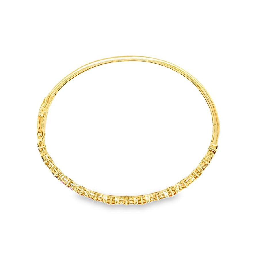 Yellow 14 Karat Bangle Bracelet = 1.72TWT Round Sapphires