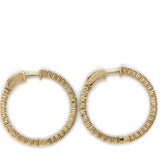Lady's Yellow 14 Karat Shared Prong Inside-Out Round Hoop Earrings wit