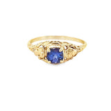 Yellow 14 Karat Tanzanite Solitaire Ring Estate Jewelry Size 6 one 4.80x4.80mm Round Tanzanite Gram Weight: 1.83