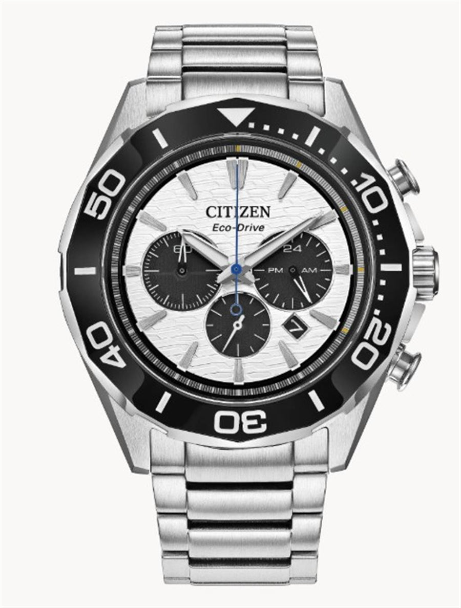 White Stainless Steel Men's Endeavor Chrono Watch Strap/Brac.: Bracele