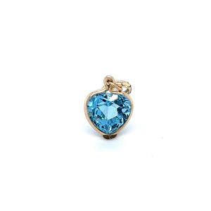 Yellow 14 Karat Blue Topaz Heart Charm Estate Jewelry Gram Weight: 1