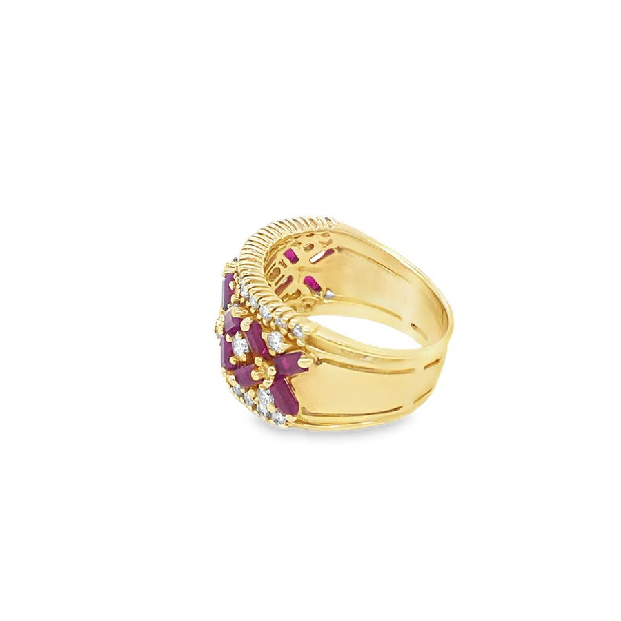 Estate Ruby and Diamond Wideband Ring