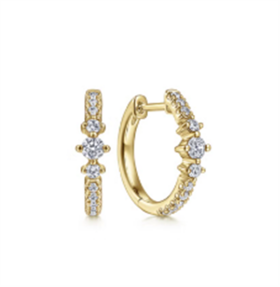 Lady's Yellow 14 Karat Huggies Lusso Collection Earrings With 22 = 0.2