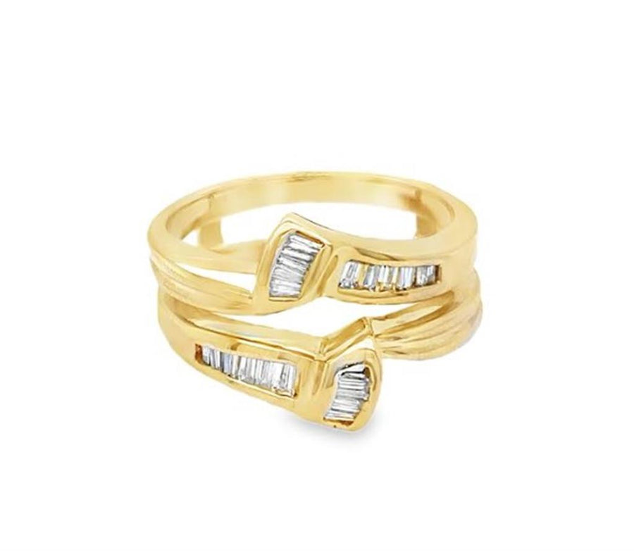 Yellow 14 Karat Channel-Set Ring Guard Estate Jewelry Size 6.25 With 2