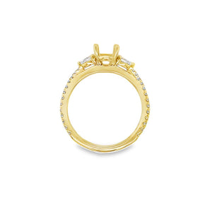 Nelson Lady's Yellow 18 Karat 3 Stone Diamond Ring Mounting