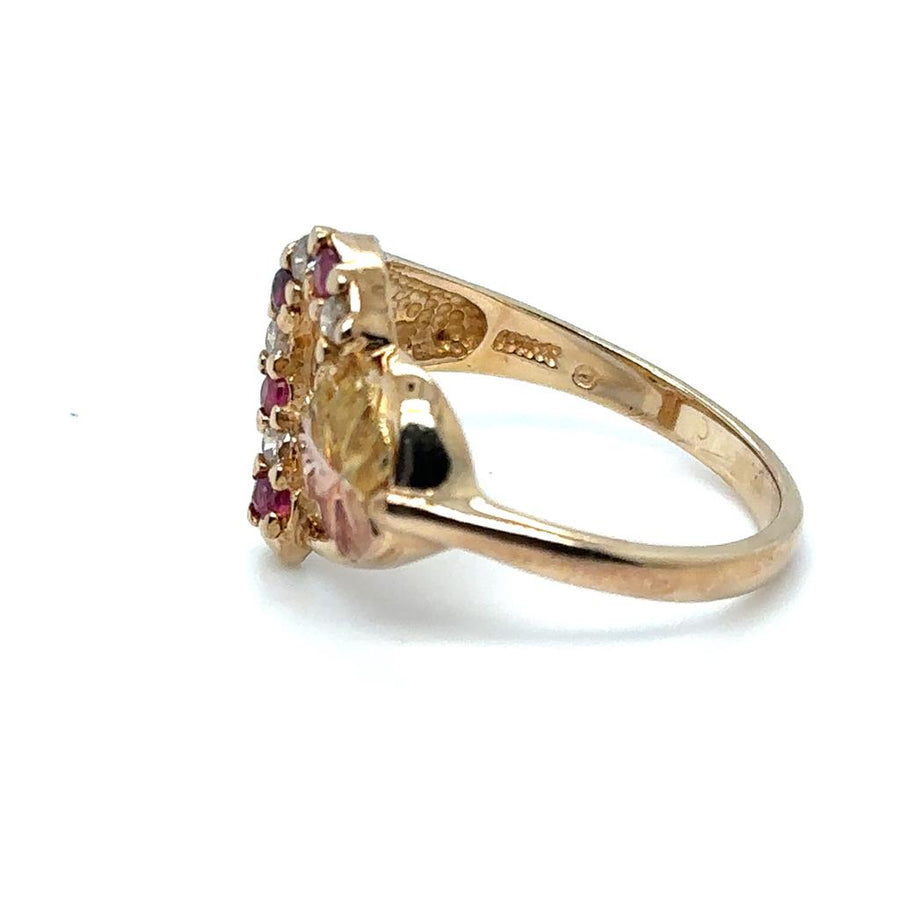 Tri-Color 10 Karat Polished/Satin Black Hills Gold Open Heart With Alt