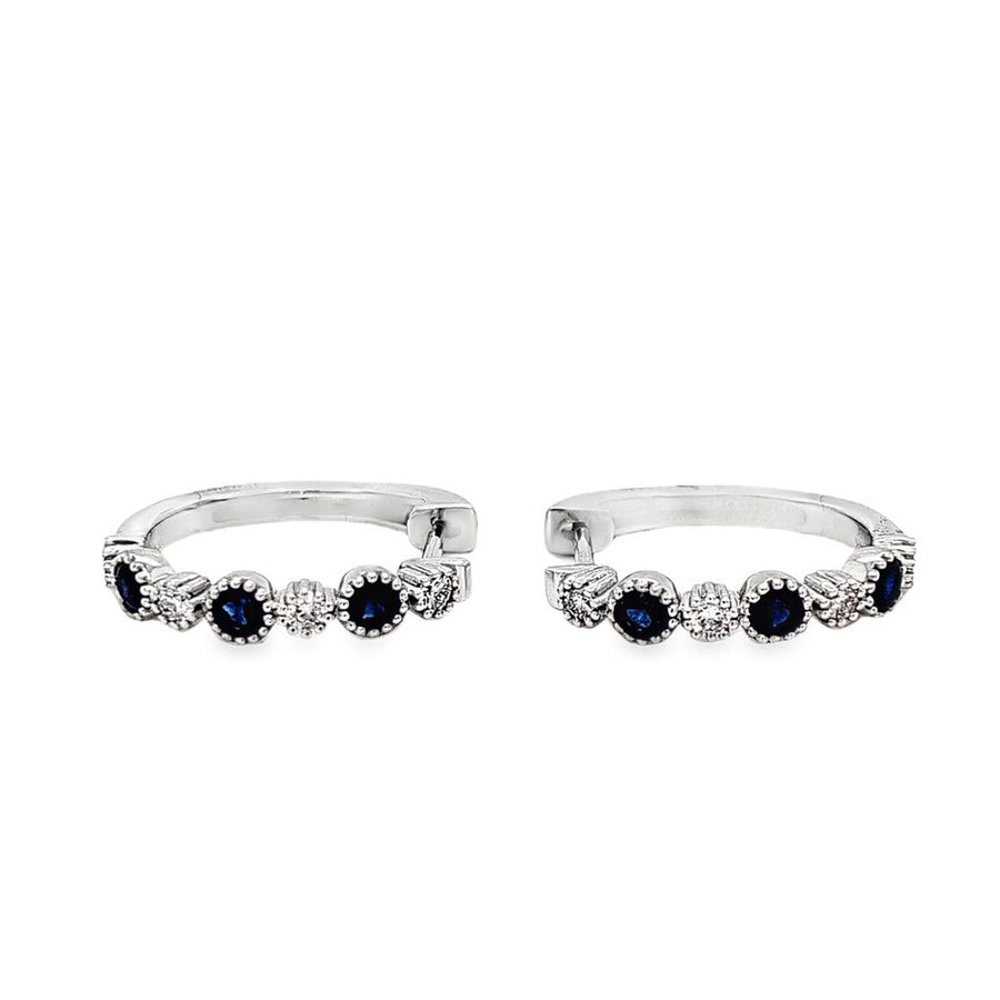 Lady's White 14 Karat Elongated Hoop With Milligrain Edge Earrings 6 =