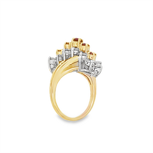 Estate Two-Tone Ruby & Diamond Waterfall Ring