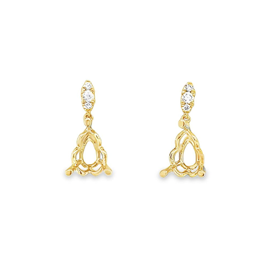 Lady's Yellow 14 Karat Accented Drop Stud Mounting Earrings 6 = 0.12TW