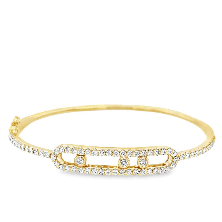 Lady's Yellow 14 Karat 3 Stone Move Bangle Bracelet Length 6.5 67 = 1.