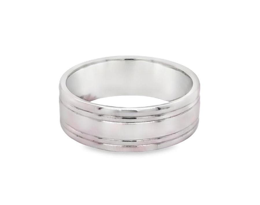 White 14 Karat 7.8mm Ribbed Band Estate Jewelry