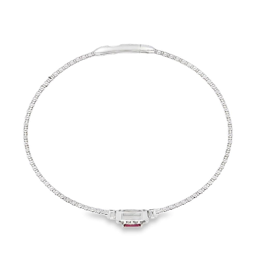 White 14 Karat Halo/Beaded Bracelet Length 6.75 one = 0.49CT Emerald R