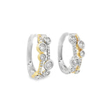 Lady's Two-Tone 14 Karat 3 Row Bubble Hoop Earrings 44 = 0.82tw Round