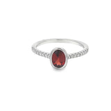 Garnet 14 Karat White Fashion Ring