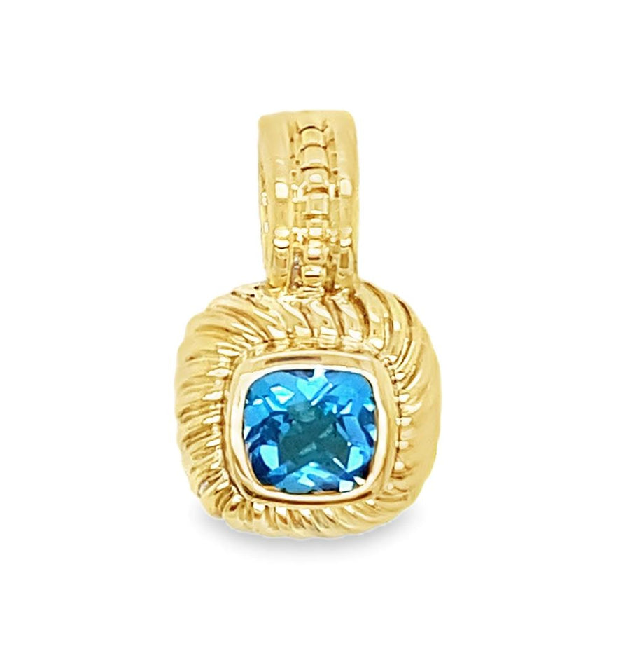 Yellow 18 Karat 7mm David Yurman Blue Topaz Albion Pendant Estate Jewe