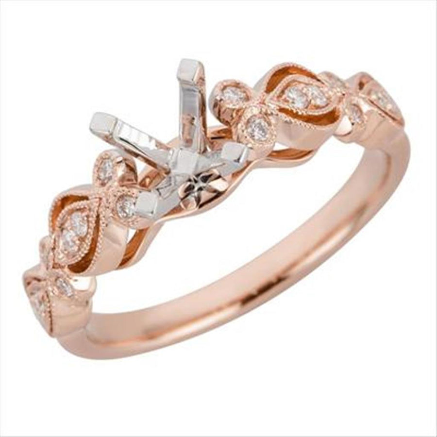 Nelson Lady's Two-Tone Milgrain Pierced Scroll Ring Mounting