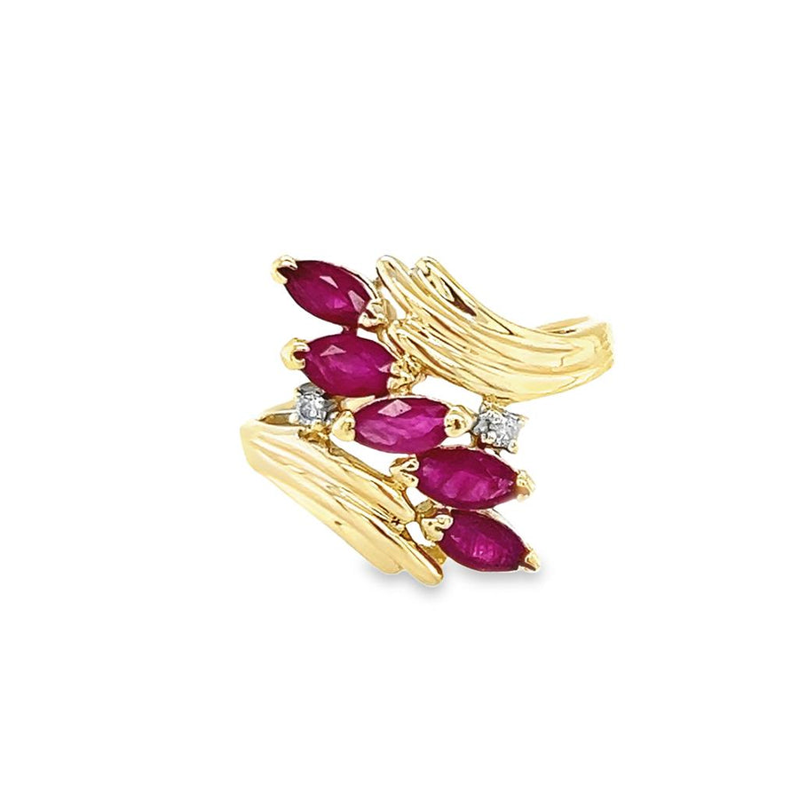 Yellow 14 Karat Bypass Ruby Ring