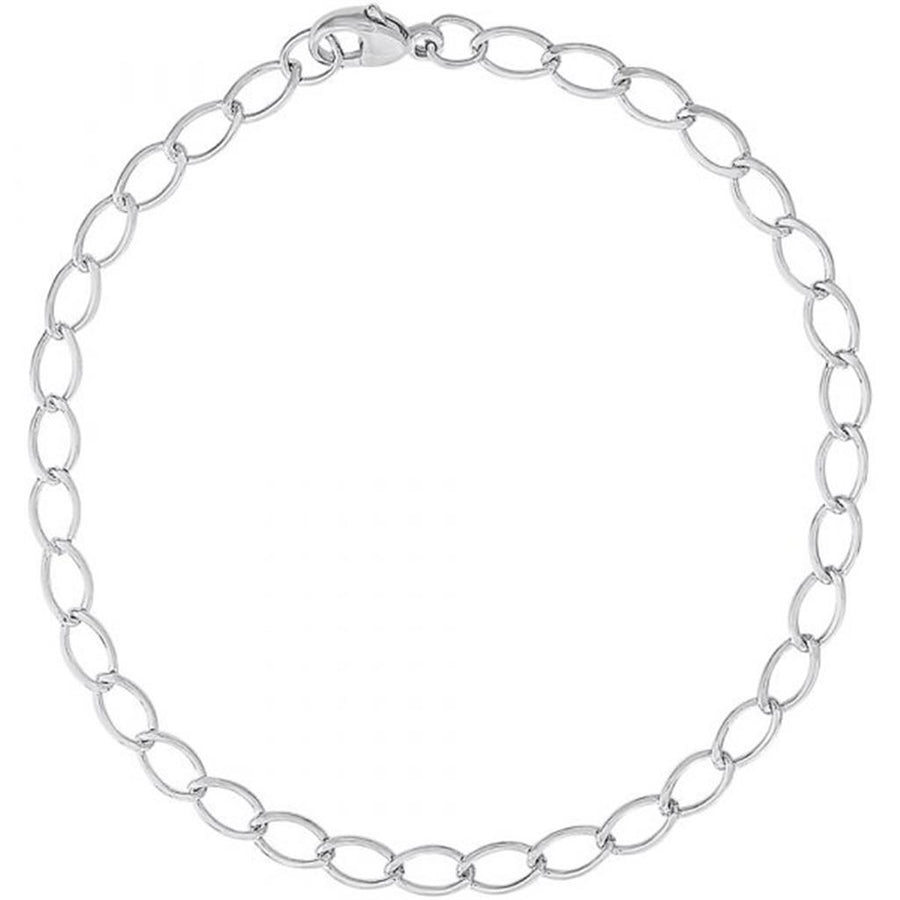 Sterling Silver Petite Elongated Oval Link Classic Bracelet Length 7