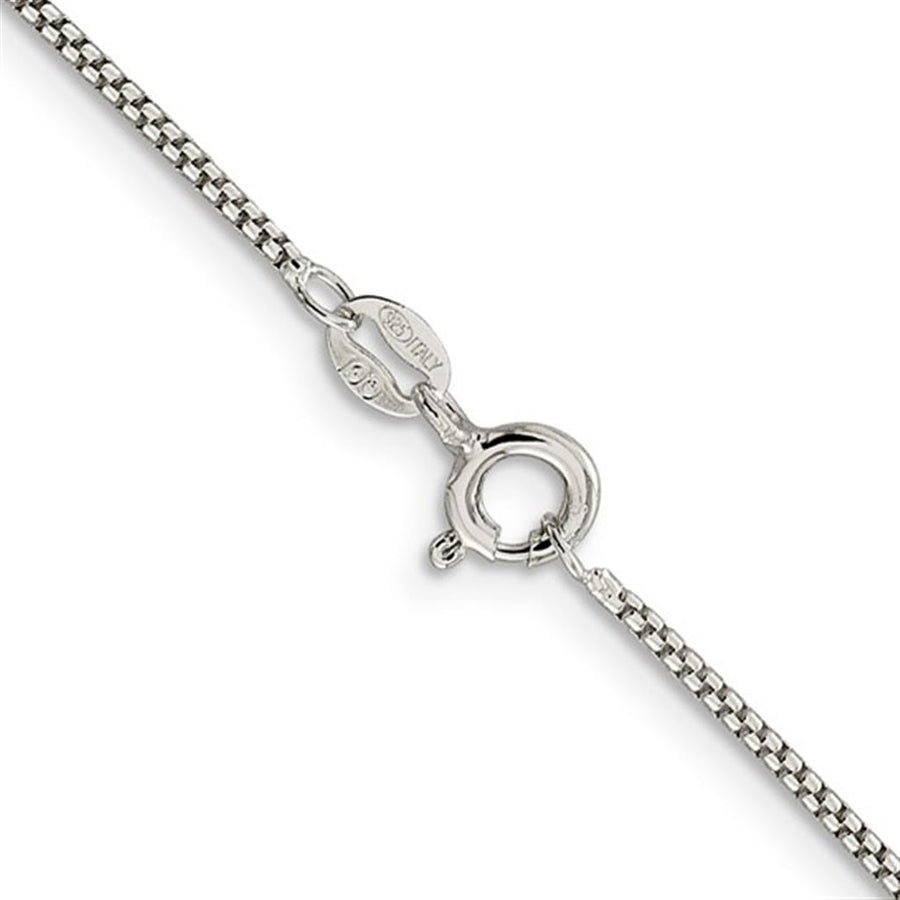 White Sterling Silver Rhodium Plated Polished 1.25 Round Box Chain Cha