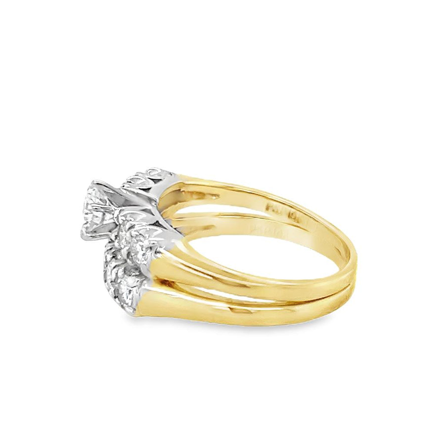 Estate Two-Tone Five Stone Diamond Wedding Set